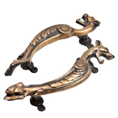 Elaborate Design Brass Tiger Door Handle Rustic Door Pull In Pair