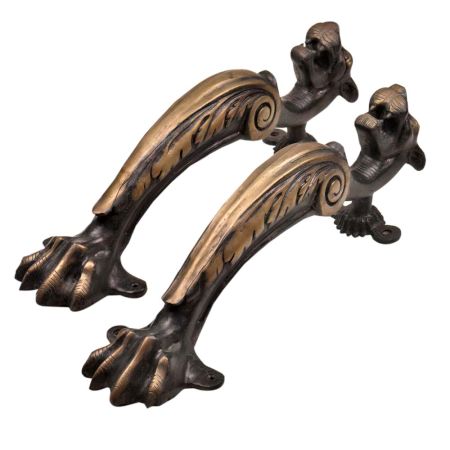 Hand Crafted Rustic Brass Tiger Design Door Handle