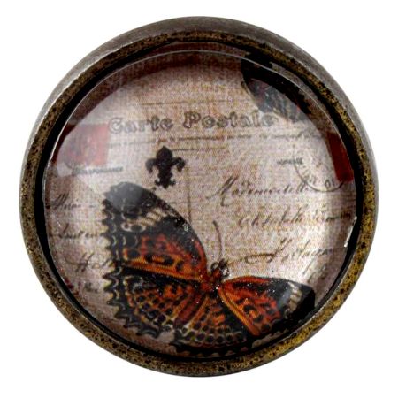 Butterfly Inside  carte postale Round Iron Glass Cabinet Knobs