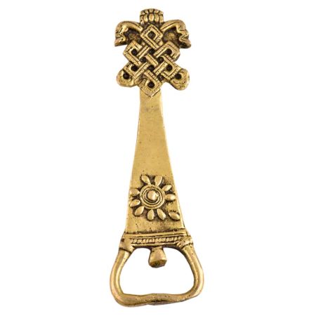 Brass Bottle Opener With Engraved Tribal Design