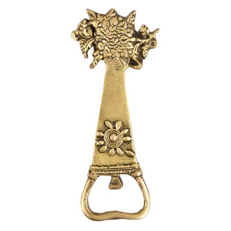 Brass Bottle Opener With Floral Design
