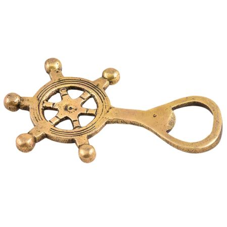 Brass Ship Wheel Bottle Opener
