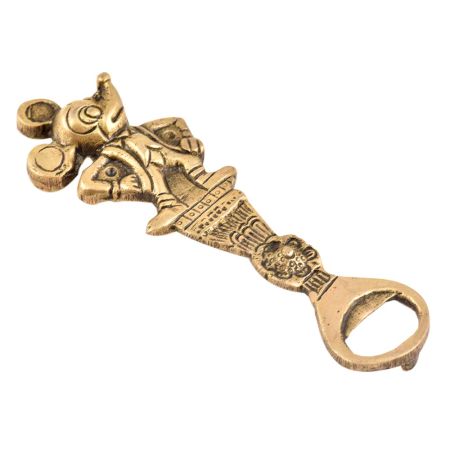 Brass Cartoon Character Bottle Opener On Tribal Floral Stand