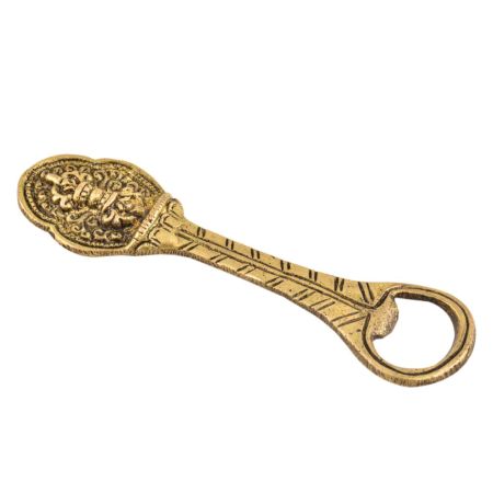 Brass Tribal Bottle Opener With Floral Engraving Top