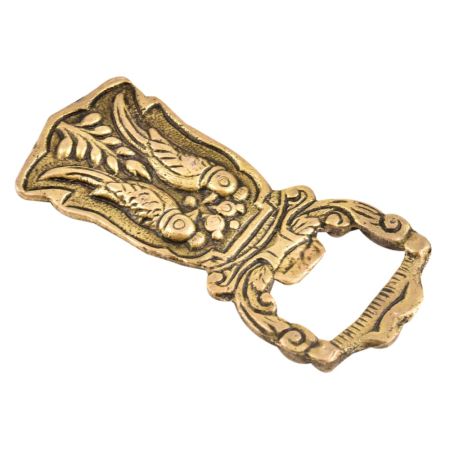 Brass Bottle Opener With Two Parrots Engraved Design