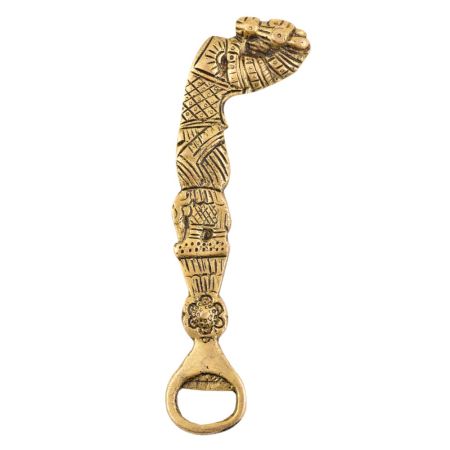 Brass Bottle Opener With Tribal Design And Horse Head