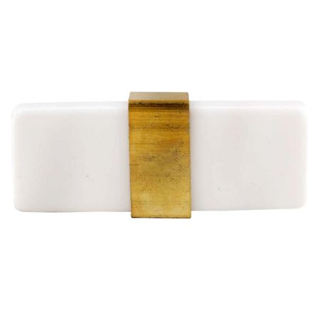 Milky White Resin And Brass Flat Cabinet Knob