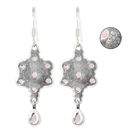 92.5 Sterling Silver Earrings Floral Amethst Hanging Earrings