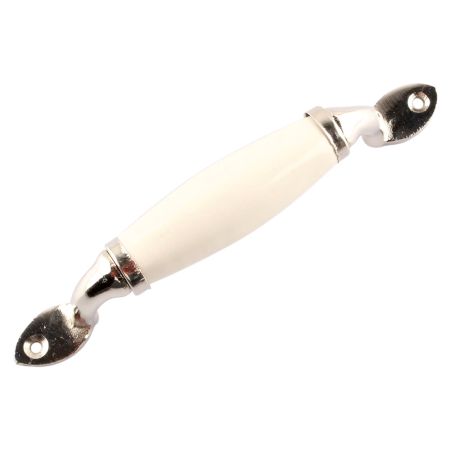 Cream Small Ceramic Silver Door Handles