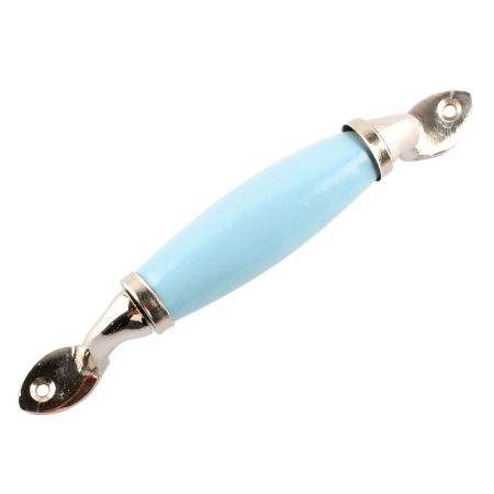 Turquoise Small Ceramic Silver Door Handles