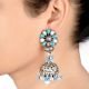 92.5 Sterling Silver Earrings Online Jhumkies With Pearls And Turquoise Color Beads