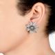 92.5 Sterling Silver Studded Flower Studs Silver Earrings For Girls