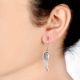 92.5 Sterling Silver Earrings Statement Feathers Leaves Hanging Earring