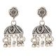 925 Sterling Silver Earrings  Shaped Jhumkies With Floral Motif Stud