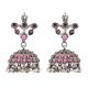 925 Sterling Earrings Pink Stones Jhumkies
