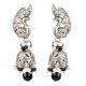 Sterling 92.5 Pure Silver Designer Earrings Jhumkies With Black Beads and Bird Stud