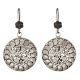 92.5 Sterling Silver Drop Earrings Round Engraved Silver Earrings