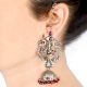 92.5 Sterling Silver Earrings Temple style With Ganesha Idol Surrounded by Two Peacocks And A Chain