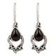 92.5 Sterling Silver Earrings Simple Black Stone Dangle Earrings