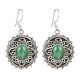 92.5 Sterling Silver Drop Earring With Green Malachite Engraved Earrings