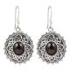 92.5 Sterling Silver Earrings Round Onyx Decorative Dangle Earrings