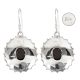 92.5 Sterling Silver Earrings Round Onyx Decorative Dangle Earrings