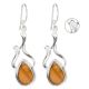 92.5 Sterling Silver Earrings Tear Drop Tiger Eye Fancy Earrings