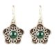 92.5 Sterling Silver Earrings Round Malachite Decorative Dangle Earrings