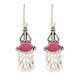 92.5  Sterling Silver Earrings Pink Tourmaline Long Dangle Earrings