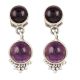92.5 Sterling Silver Dangle Earrings Round Amethyst Earrings