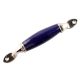 Navy Blue Small Ceramic Silver Door Handles