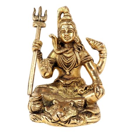 Brass Shiva Statue Ashirwad Mudra Meditation Idol