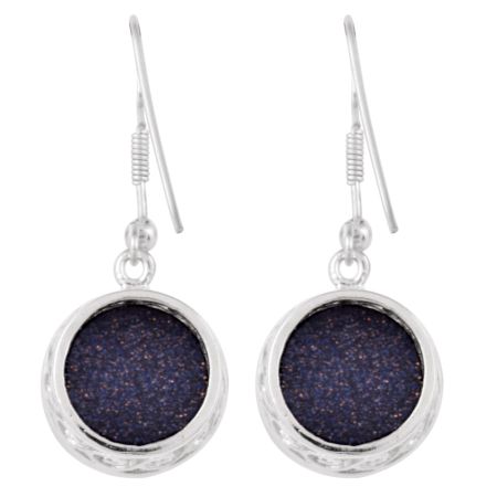 92.5 Sterling Silver Earrings Faceted Blue Goldstone Hook Earrings