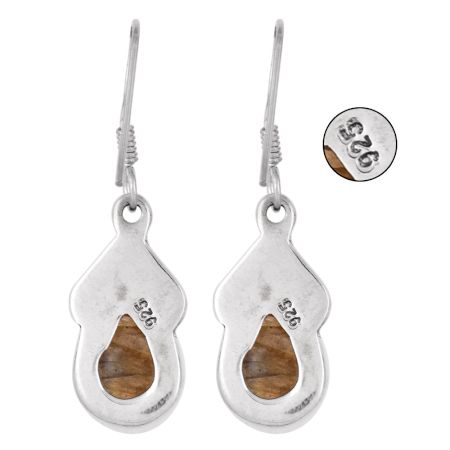 92.5 Sterling Silver Earrings Tear Drop Jasper Earrings