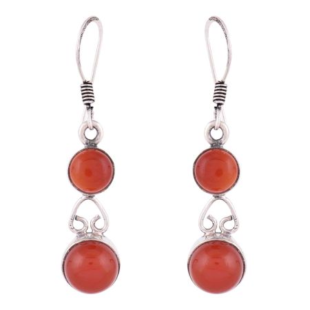 92.5 Sterling Silver Earrings Red Onyx Dangle Earrings