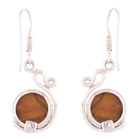 92.5 Sterling Silver Earrings Designer Tiger Eye Drop Earrings