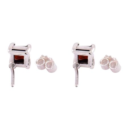 92.5 Sterling Silver Earrings Red Garnet Raindrop Studded Earrings