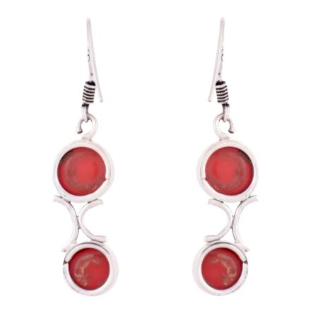 92.5 Sterling Silver Earrings Red Chalcedony Simple Dangle Earrings