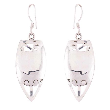 92.5 Sterling Silver Earrings Round Red Agate Boat Shaped Earrings