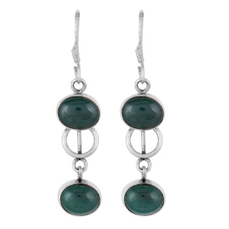 92.5  Sterling Silver Earrings Twin Jade Dangler Earrings