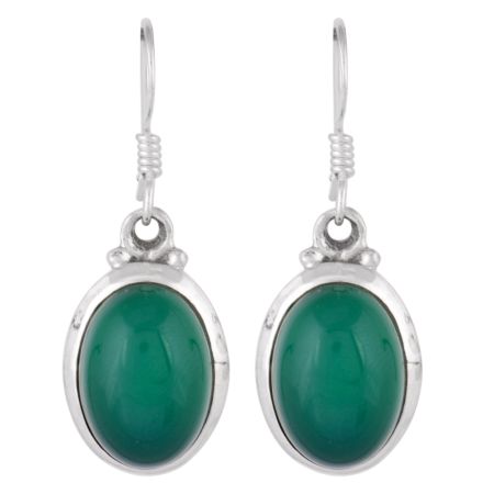 92.5 Sterling silver Earring Green Onyx Hook Everday Earring