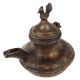 Brass Oil Pot With Peacock On the Lid