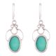 92.5 Sterling Silver Dangle Earrings Teardrop Green Agate  Earrings