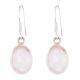 92.5 Sterling Silver Earrings Oval White Quartz Everyday Hook Earrings