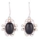 92.5 Sterling Silver Earrings Single Designer Black Oval Earrings