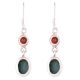 92.5 Sterling Silver Earrings Garnet Melachite Dangle Earrings