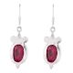 92.5 Sterling Silver Earrings Single Tear Drop Cherry Red Garnet Hook Earrings