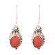 92.5 Sterling Silver Earrings Coral Wire Hook Earrings