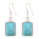 92.5 Sterling Silver Earrings Square Framed Turquoise Earrings