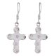 92.5 Sterling Silver Earrings Amethyst Cross Design Dangle Earrings